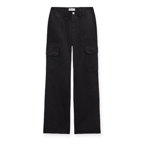 ZARA | Black | TRF STRAIGHT LEG CARGO PANTS WITH A HIGH WAIST - Picture 2 of 11